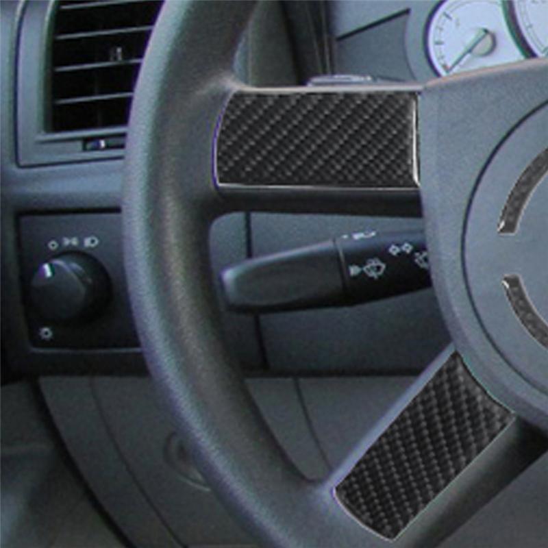 6Pcs Carbon Fiber Car Steering Wheel Panel Cover Trim Sticker For Chrysler 300 2005-2007 No Navigation Styling Accessories