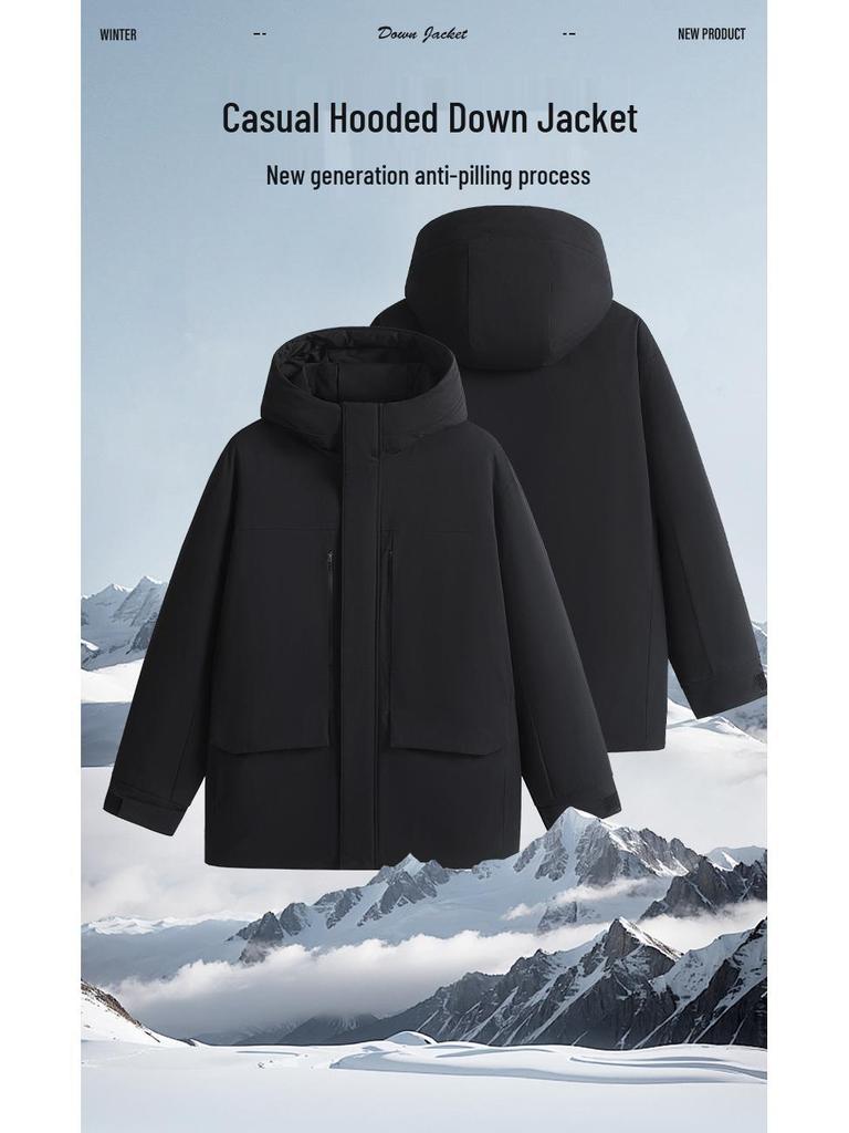 Men's Winter Hooded Warm Down Jacket - Versatile Double-Open Fashion Windbreaker