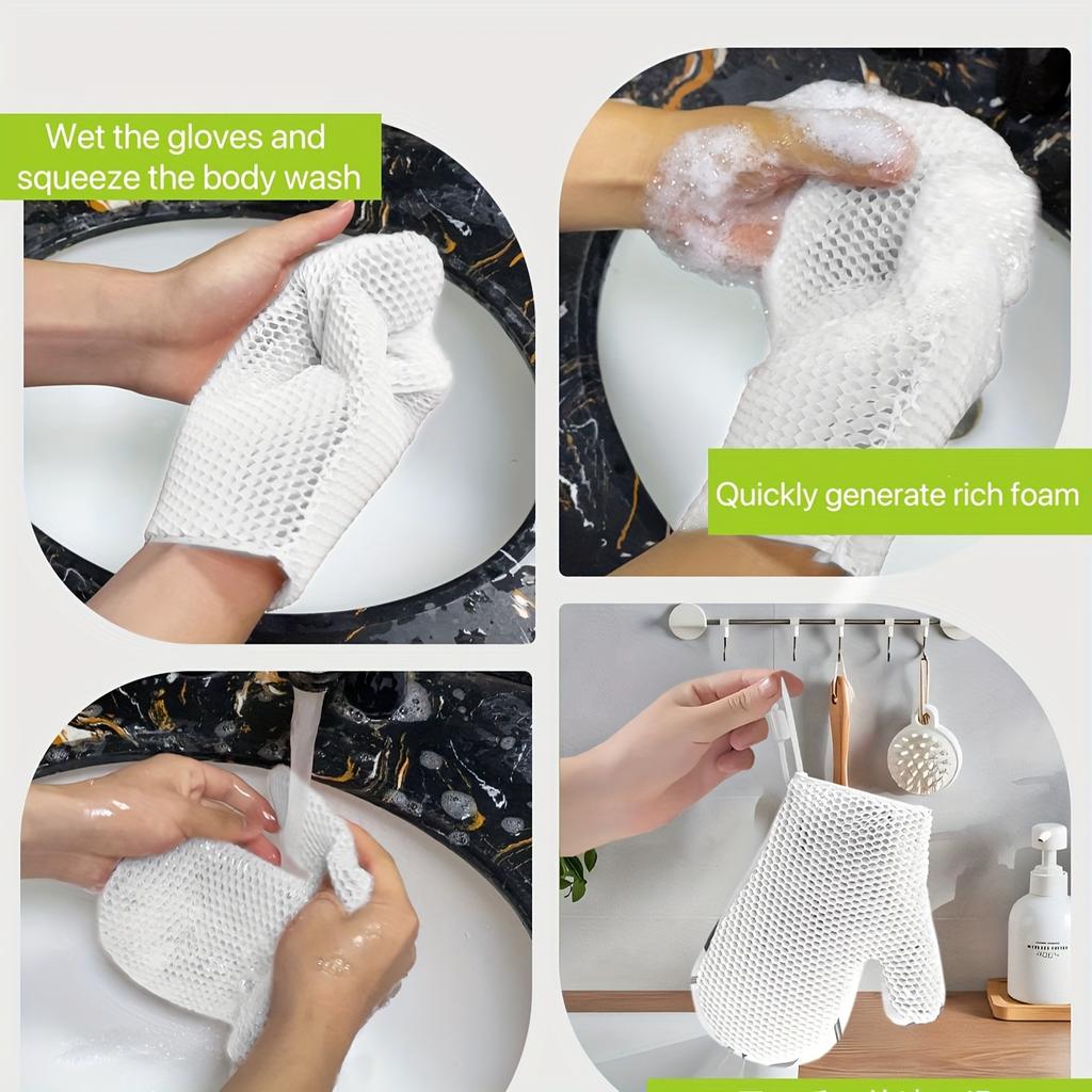 TPU Exfoliating Scrub Glove, Honeycomb Structure, Quick Drying, Essential Bathroom Body Care Accessory