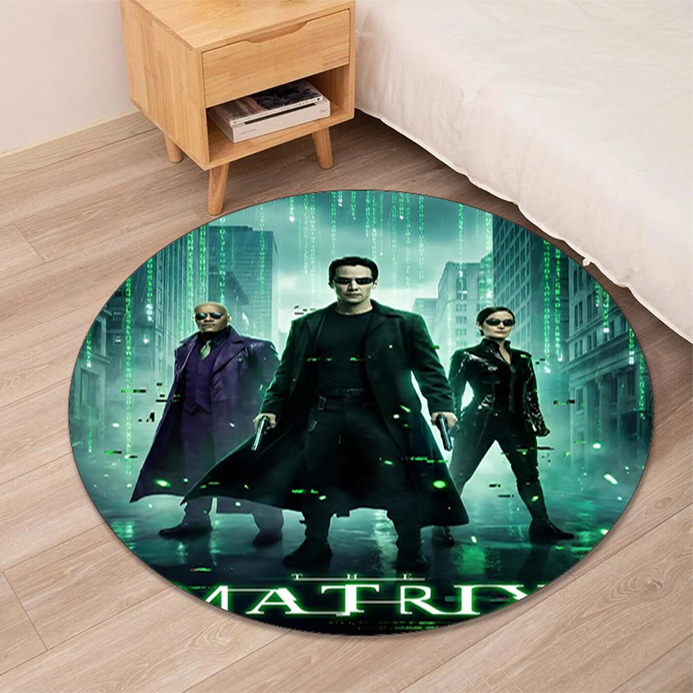 Matrix Printed Round Rug Carpet Chair Rug Area Rug Entryway Doormats,for Office Chair Living Room Bedroom Kitchen Room.