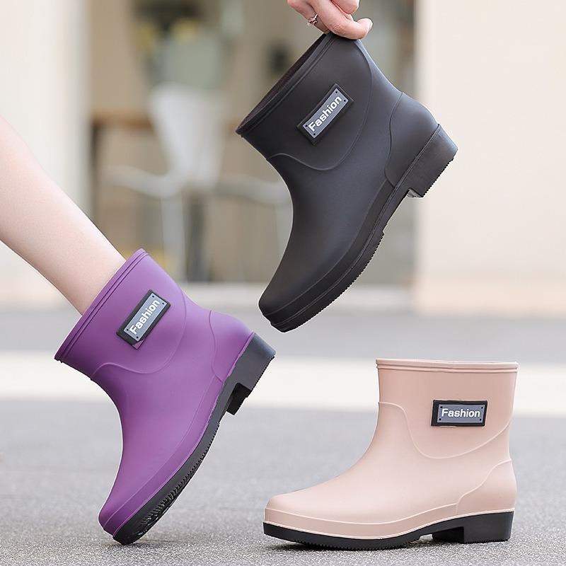 Fashion British short women's rain boots non-slip women's low tube rain shoes outdoor wading rubber shoes mother water writing kitchen shoes
