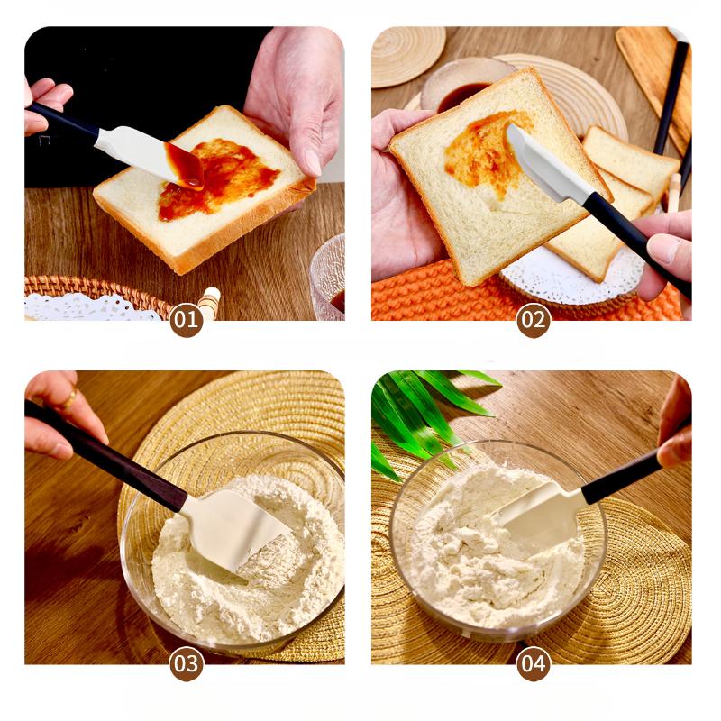 White Silicone Cream Spatula Non-stick Pastry Blenders Wood Handle Chocolate Butter Baking Scraper Kitchen Cake Mixer  Kitchenware Set