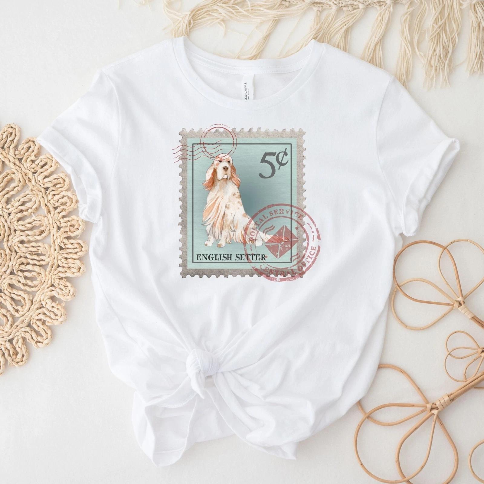 English Setter Dog Postage Stamp Shirt XL