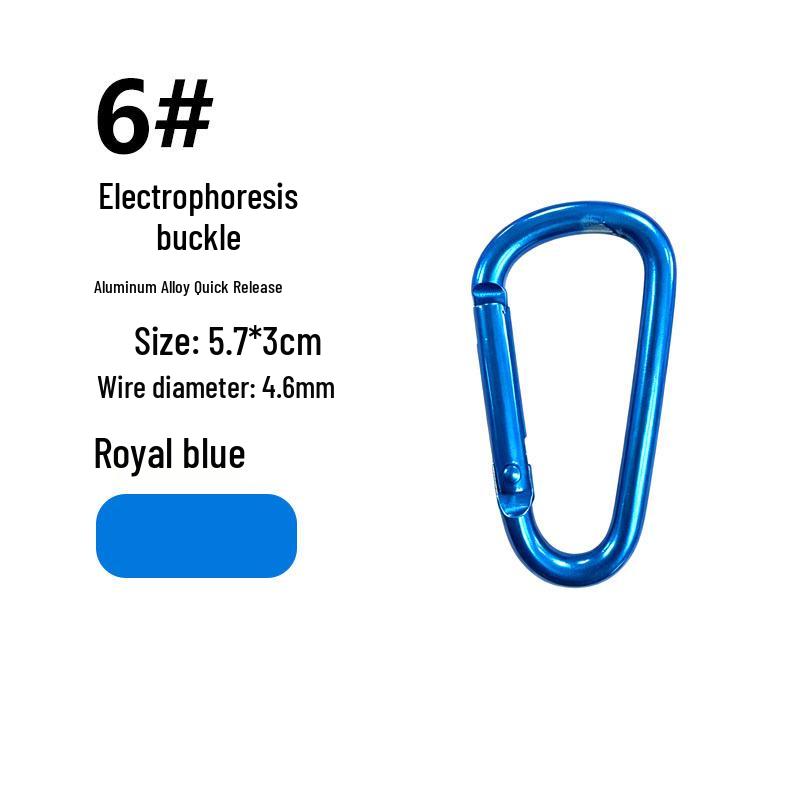 D-Shaped Aluminum Alloy Carabiner with All-Black Electrophoretic Finish (Sizes 4-8)
