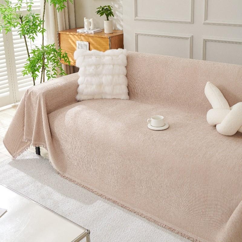 Solid Color Chenille Sofa Mat Four Season Universal All Inclusive Furniture Protector Anti-cat Scratch Chair Blanket Home Decor