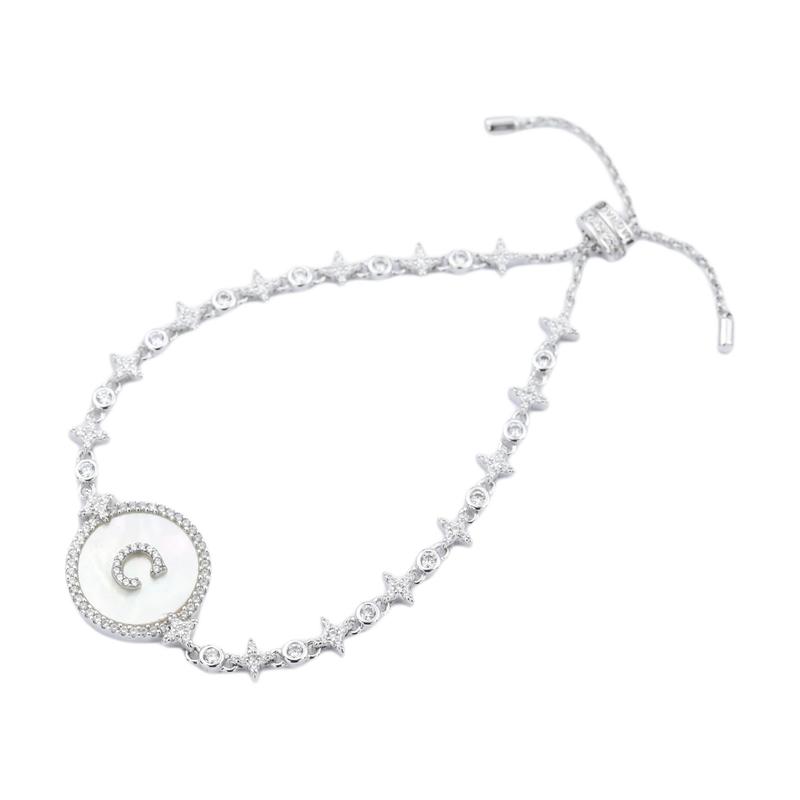APM Monaco etters natural four-leaf clover mother-of-pearl 925 silver bracelet women s silver AB3582XNAW серебряный