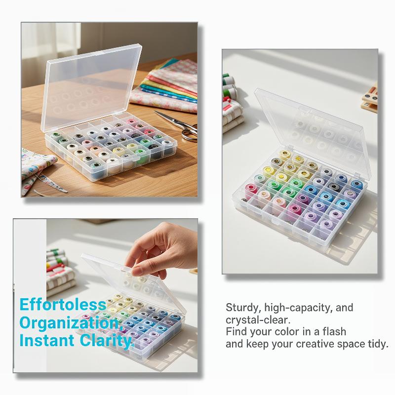 36 Grids Transparent Plastic Bobbin Storage Box Sewing Thread Bobbin Case For Colorful Plastic Bobbins For Home Sewing Machines
