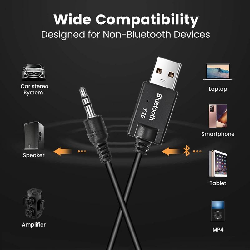 Car Bluetooth Adapter Receiver Portable Wireless Music 3.5mm AUX Jack Audio Receiver Car Speakers Stereo USB Mini Bluetooth 4.2