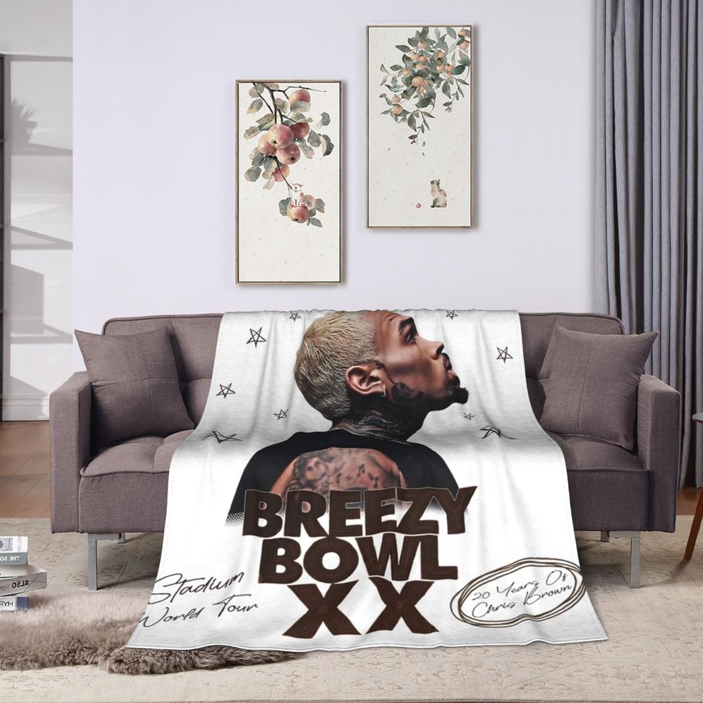 Middle Finger Vintage Chris Brown Blankets Fleece Autumn  Multi-function Super Soft Throw Blanket for Bedding Outdoor Bedspread