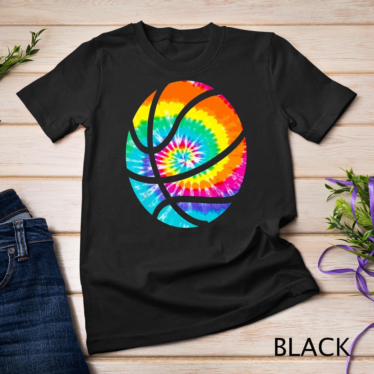 Basketball Tie Dye Shirt - Rainbow Trippy Hippie Tee Shirt Unisex T-Shirt Mens Womens Tees Top 4XL