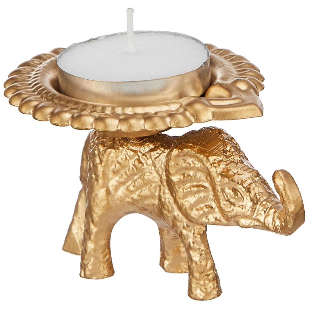 Decorative Handcrafted Metal Elephant Diya for Puja | Tealight Candle Holder for Home Décor & Gifting