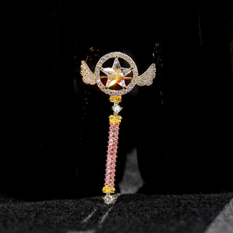 

Брошь-циркон в виде волшебной палочки Карты Сакуры - Аниме-значок высокого класса