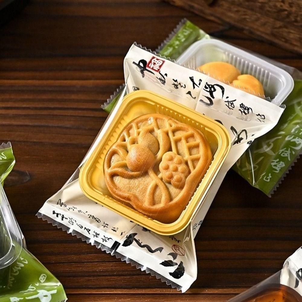 100PCS Chinese Style Mooncake Wrapping Bag Flat Plastic Bag Machine Seal Bags Egg Yolk Crisp