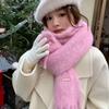 Women's wool-blended knitted solid-color scarf winter thickened warm student scarf men