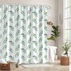 1pc Green Leaf Shower Curtain, Gradient Green On White, Fresh Natural Design, 70x70", 12 Hooks, Machine Washable Polyester