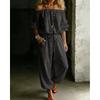 Minimalist Womens Casual Jumpsuit With Tiefront Top For Spring Fashion