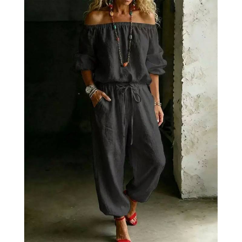 Minimalist Womens Casual Jumpsuit With Tiefront Top For Spring Fashion