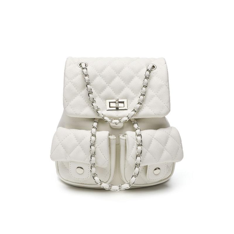 Small-scale Design Diamond-patterned Chain Shoulder Bag - Large Capacity, Fashionable Student and Casual Backpack