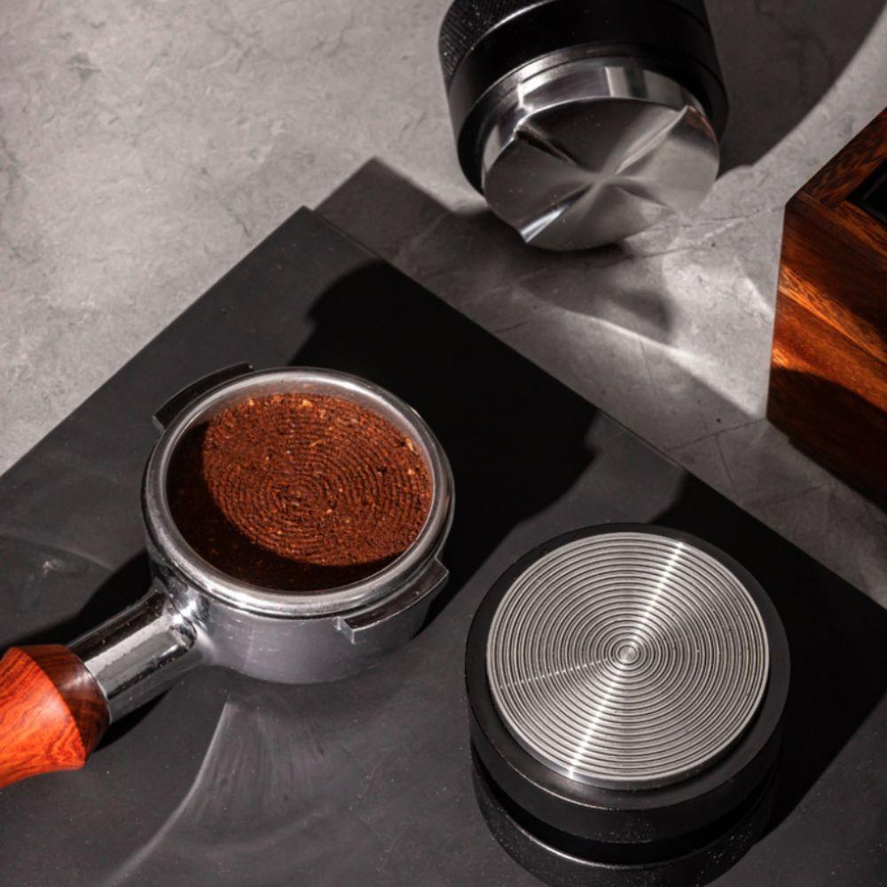 51/53/58.35 MM Self-leveling Coffee Tamper Adjustable Depth Wood Cap Espresso Pressure Tamper with Scale Stainless Steel