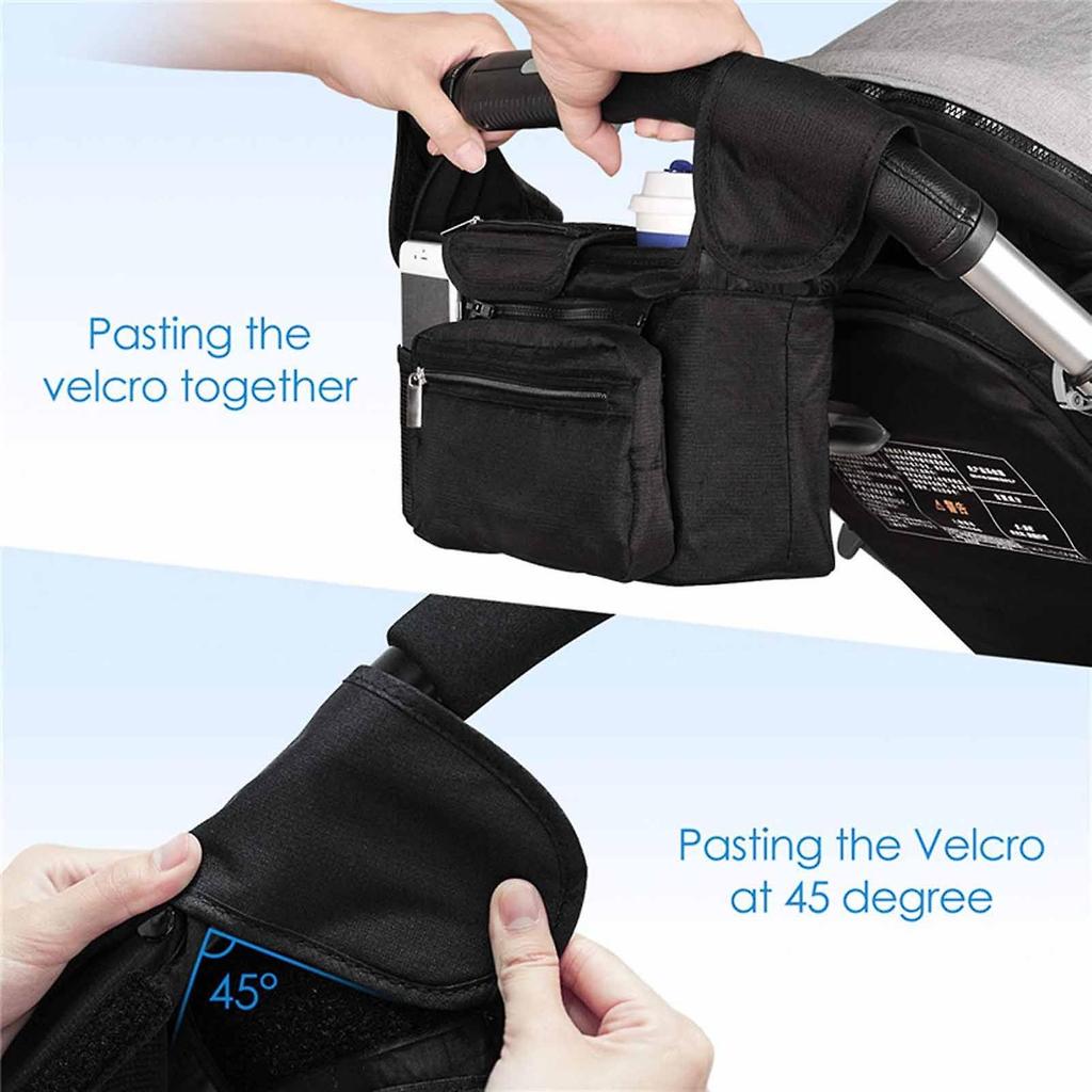 Universal Stroller Organizer  with Waterproof Insulated Cup Holder for Stroller like Uppababy Baby Jogger
