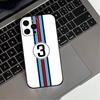 Custodia per Telefono Martini R-Racing S-Stripe Per iPhone 17,16,15,14,13,12,11 Plus,Pro Max,XS,Cover Nera in Silicone Morbido