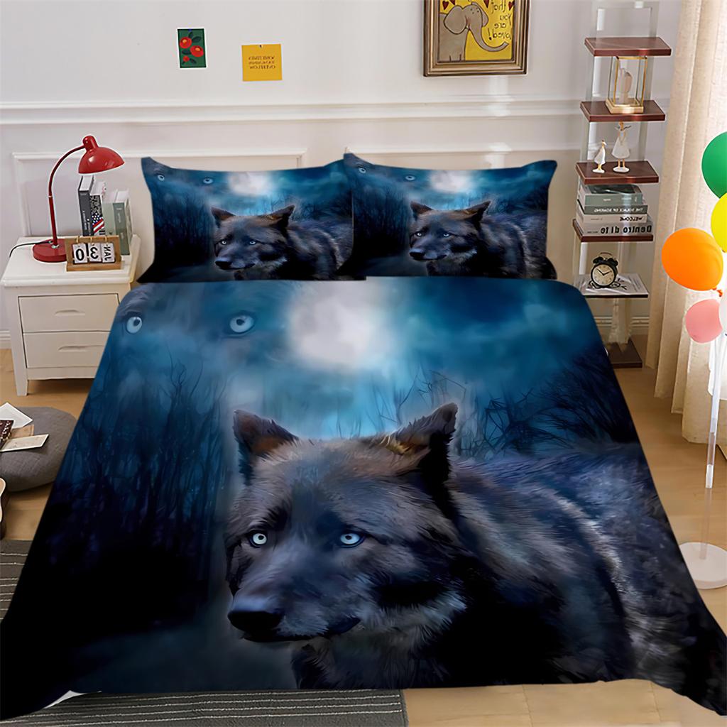 Duvet Cover Set Cat Wolf Bedroom Decor Bedding Cover Suit Pillowcase