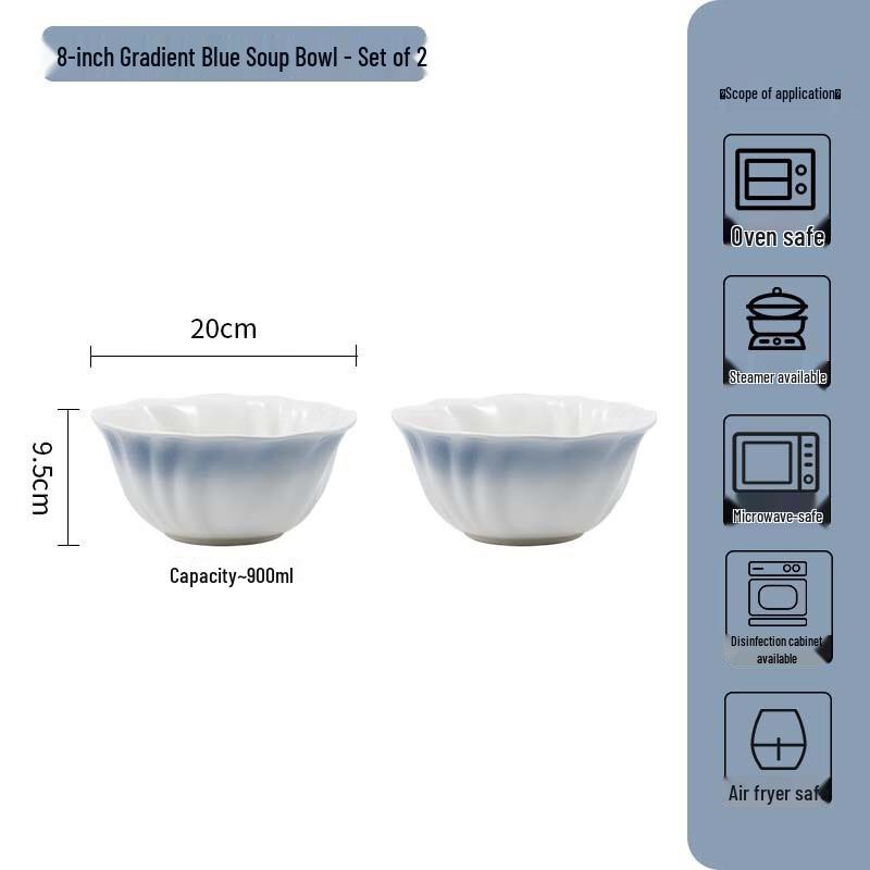 Ailan Huijia WJ Gradient Blue Ceramic Tableware 8 inch
