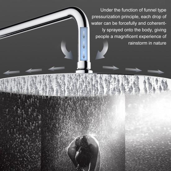 Large Stainless Steel Shower Head 360 Degrees Water Discharge High Pressure Rainfall