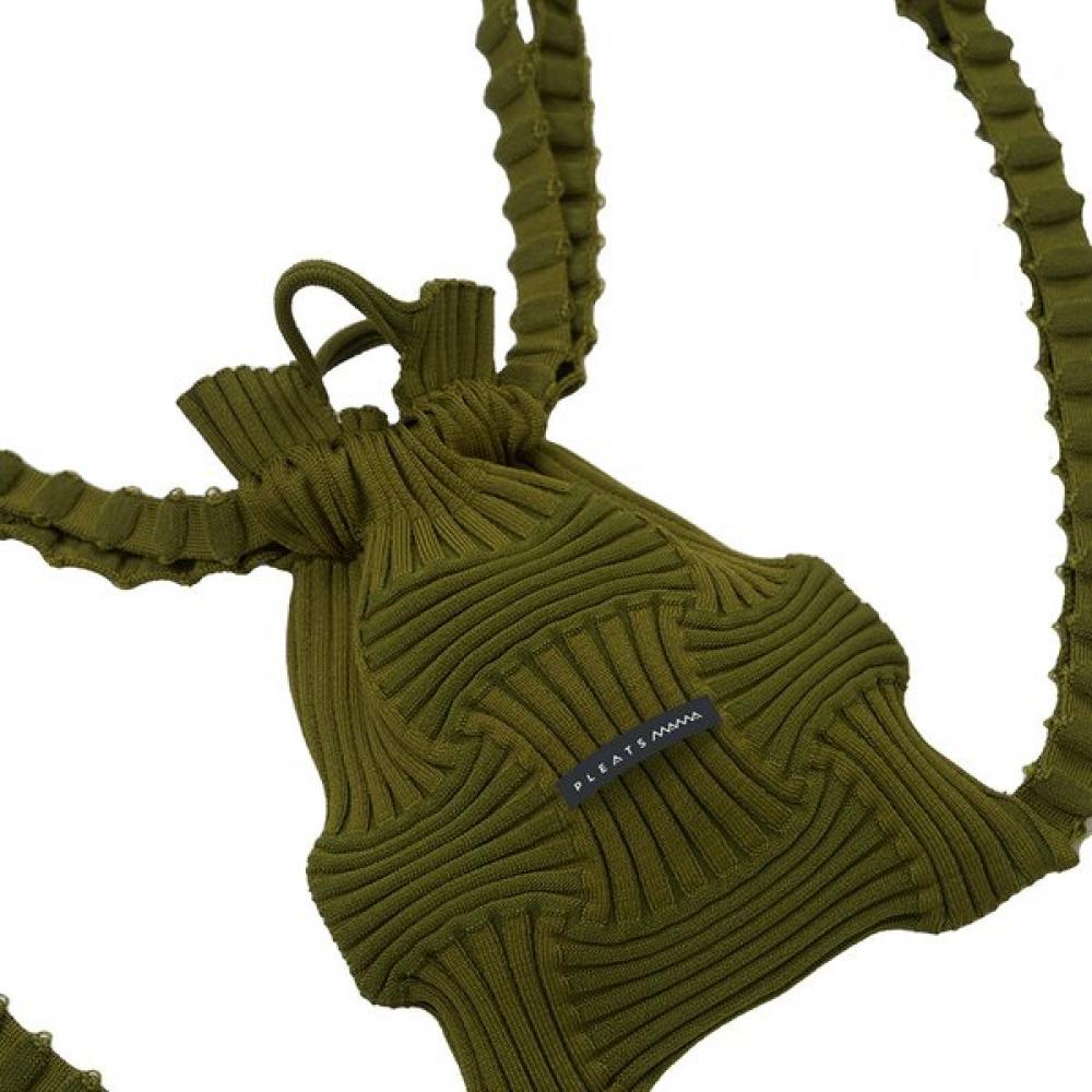 Pleatsmama Mini Bow Backpack Khaki