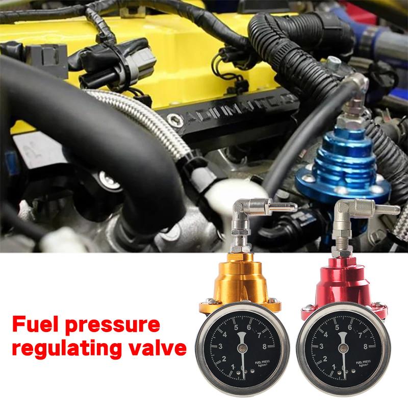 Universal Adjustable Fuel Pressure Regulator with Gauge Kit Vehicle Refitting Fuel Supercharger Regulating Valve 6 Colors