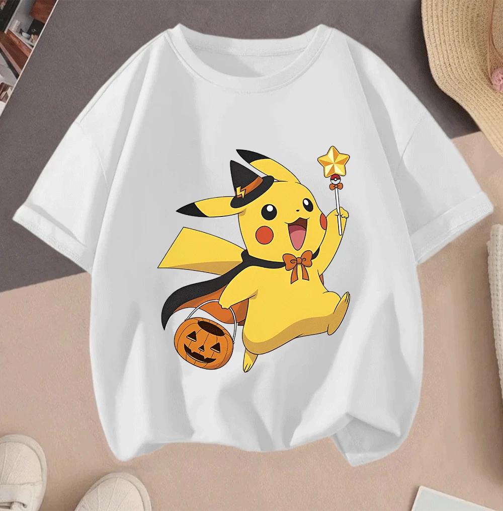 2026 Hot Sale 100 Cotton Kids TShirt Cute Pikachu Cartoon Print Soft Breathable Casual Childrens Short Sleeve Tops