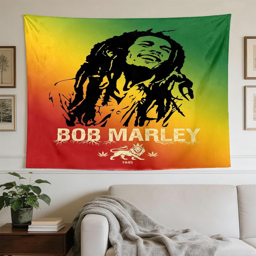 Bob Marley Reggae Music Legend  Polyester Wall Hanging Tapestry, Aesthetic Home Decor for Bedroom Dorm Photo Backdrop