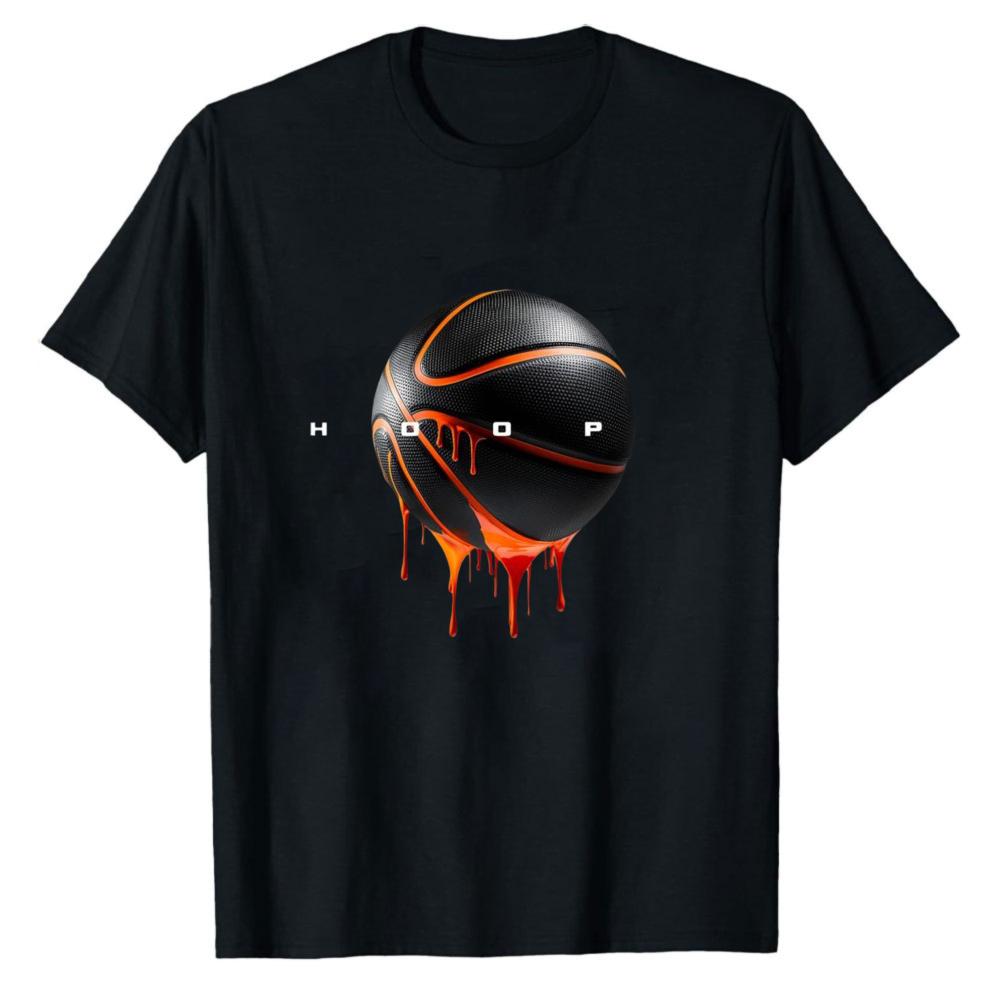 Hot Hoop Dripping Fire Basketball Modal TShirt Cool Flame Drip Basketball Street Sport Graphic Art Print Soft Fabric Casual Tee