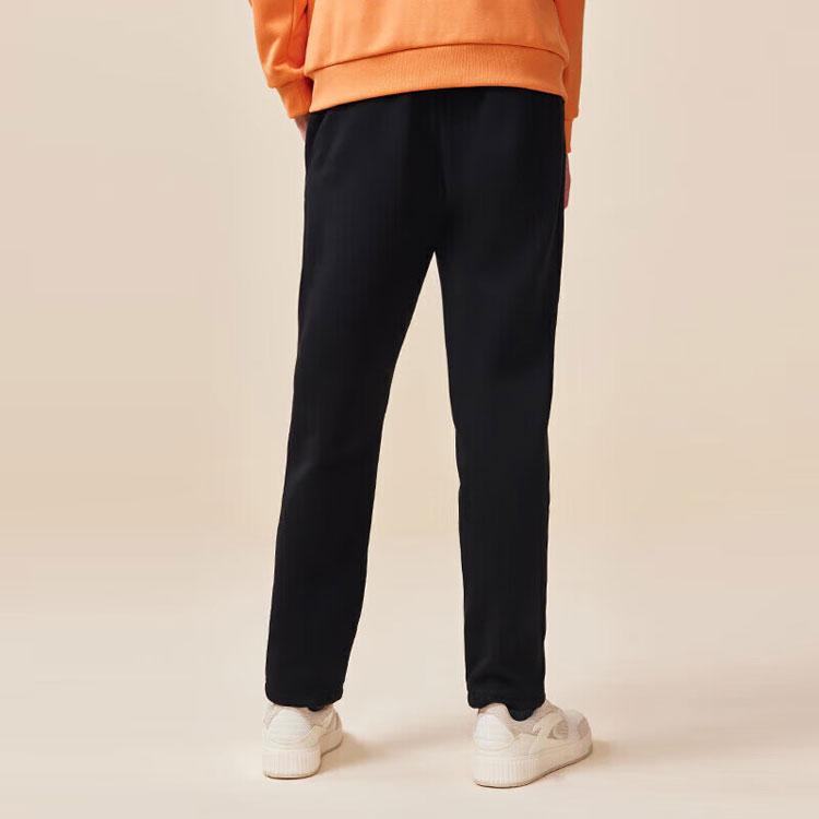 Anta Logo Patch Cuffed Fleece Casual Sports Pants Men Pants Black 952231350-1
