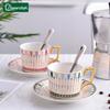 European Style Gilded Ceramic Coffee Cup with Dish Office Light Luxury Ceramic Mug Afternoon Tea Cups Household Drinkware