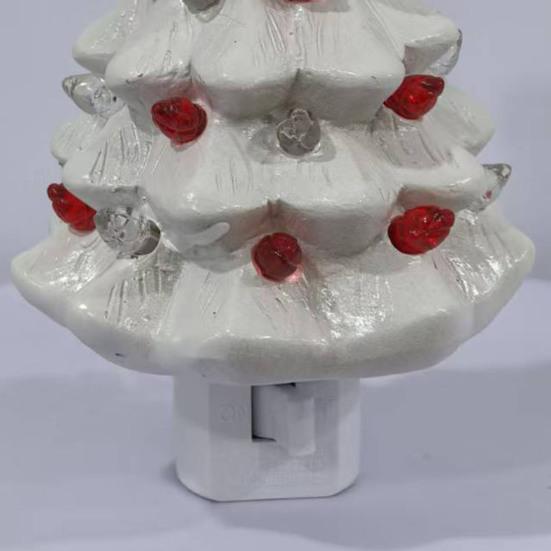 Valentine's Day Resin Tree Night Light Small Lighted Tree with Heart Topper for Bedroom Indoor Home Decor