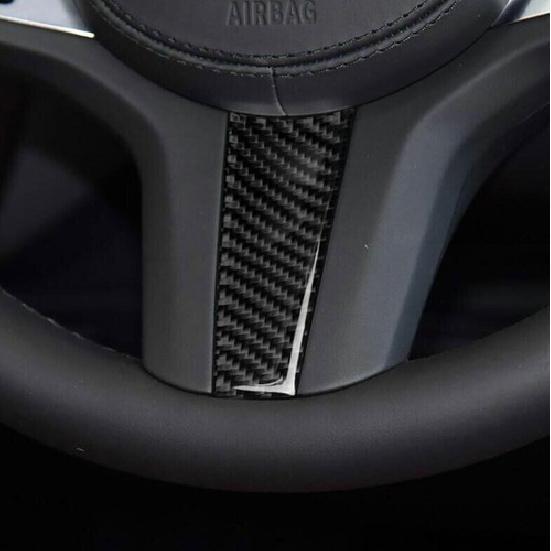 Real Carbon Fiber Cover Trim 2018-22 For BMW 5 Series Steering Wheel Sheet Panel