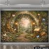 2D Whimsical Butterfly Forest Backdrop Photography Background