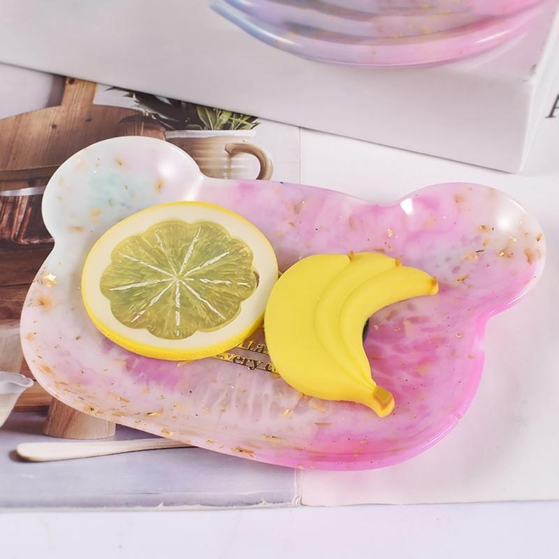 Round Rectangular Bear Head Dish Silicone Molds Storage Tray Plate Resin Molds for DIY Resin Art Gifts Home Decoration