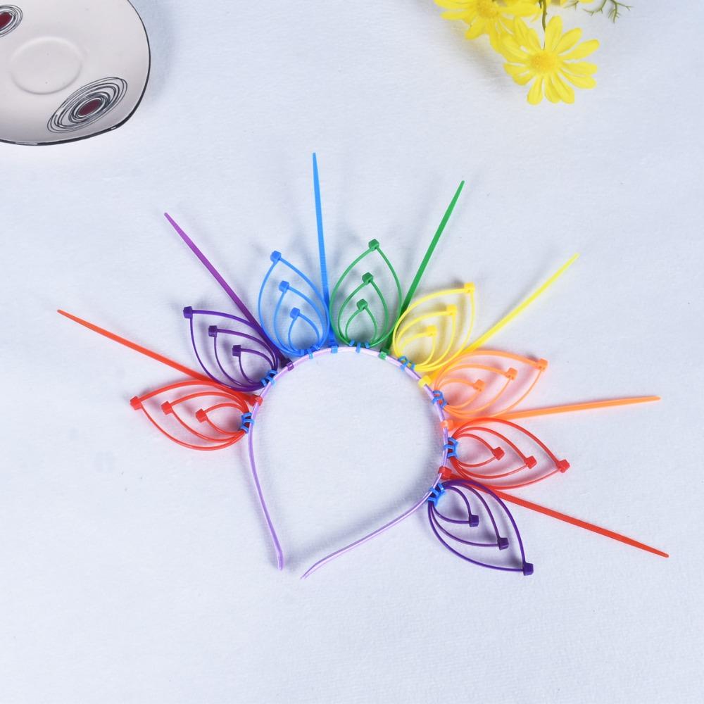 Aureole Colorful Flower Hair Hoop Sun Goddess Halo Headband Headpiece Rainbow Hairband Party