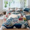 Koi Fish Duvet Cover Set King Size Oriental Asian Culture Lotus Bedding Set Microfiber Twin Cloud Quilt Cover For Girl Farmhouse