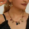 Halloween Skull Jewelry Set With Vampire Rose Pendant And Earrings For Men And Women