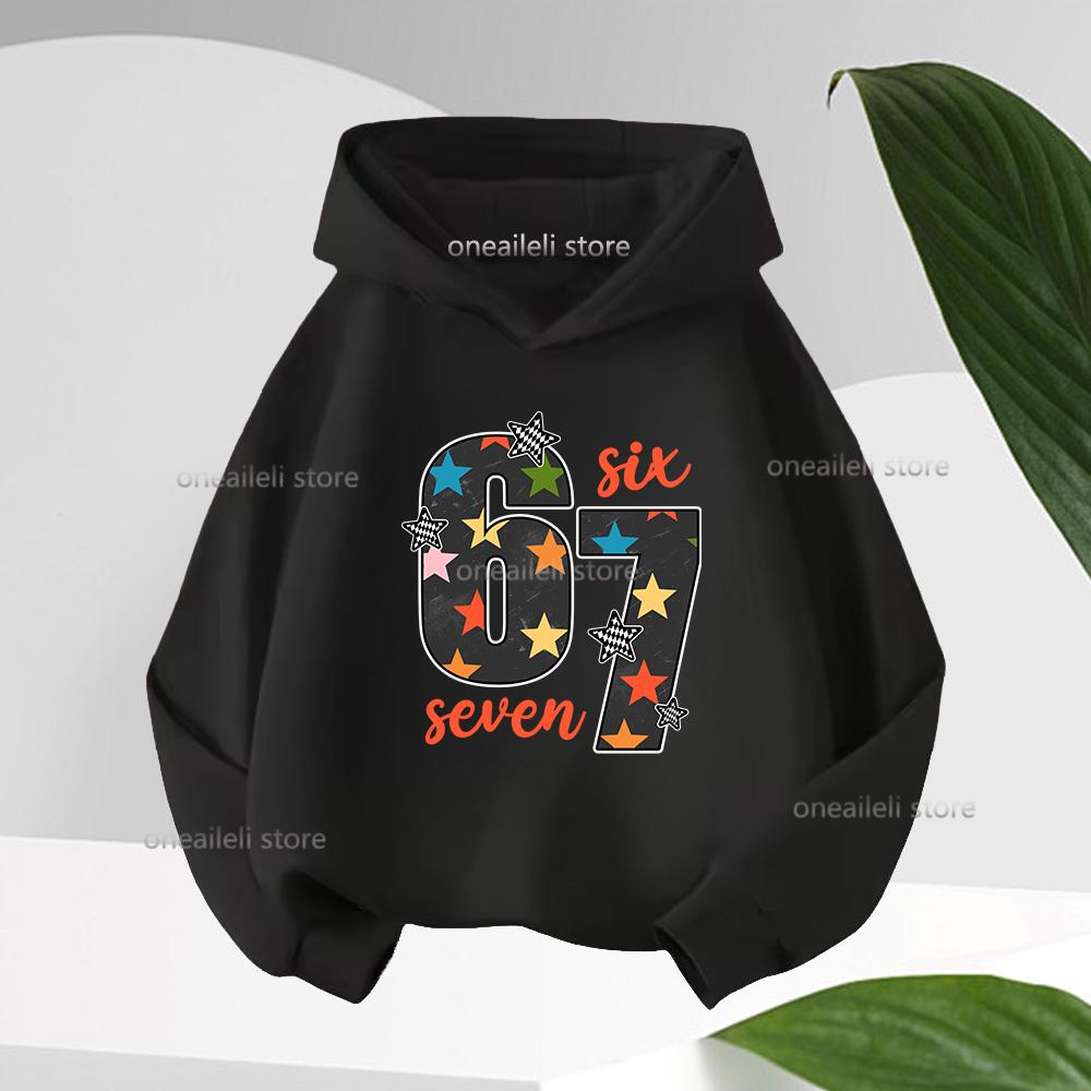 Long-sleeve Graphic Funny 67 Children's Hoodies Sweatshirt Casual Fashion Hip Hop Fleece Boy Girl Kid Warm Hooded Pullover