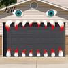 Demon Face Wall Decals Halloween Mouth Decal Scary Beast Teeth Eyes Garage Door Easy Apply Mural Sticker for Yard Entryway Spooky Outdoor