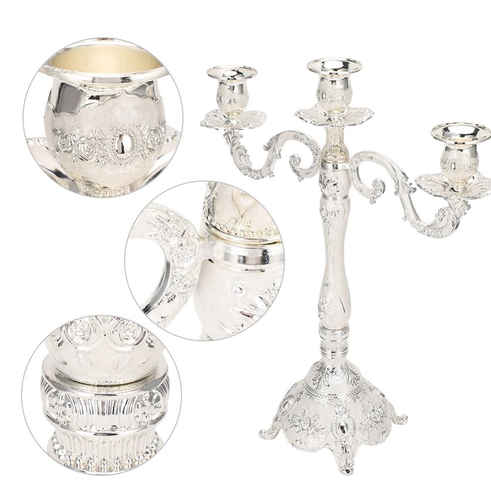 1pcs Zinc Alloy Candle Holder 3 Arm 3 Arm Candle Holder Retro Metal Candelabra Home Decor