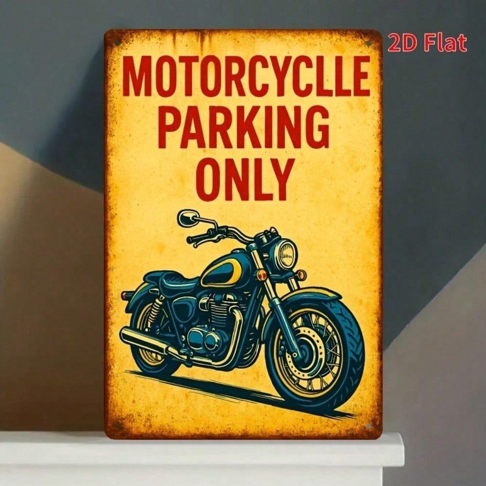 Vintage Motorcycle Parking Metal Sign Wall Art Garage Decor