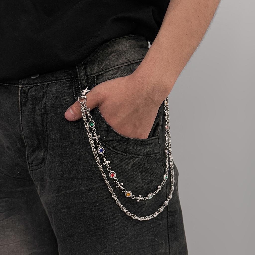 European and American Hip Hop Cross Trouser Chain Men's Fashion Personalized Jeans Hanging Chain Men's Waist Chain Hanging Accessories