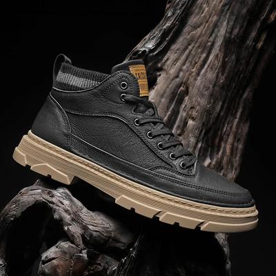 Autumn Men Boots Quality Leather Mens Casual Shoes High-top Thick-soled Male Boots British Style Men Moccasins Botas Para Hombre