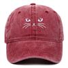 New Embroidery Cute Cat Washed Cotton Baseball Caps Casual Men Adjustable Peaked Cap Outdoor For Women Sunscreen Snapback Hat