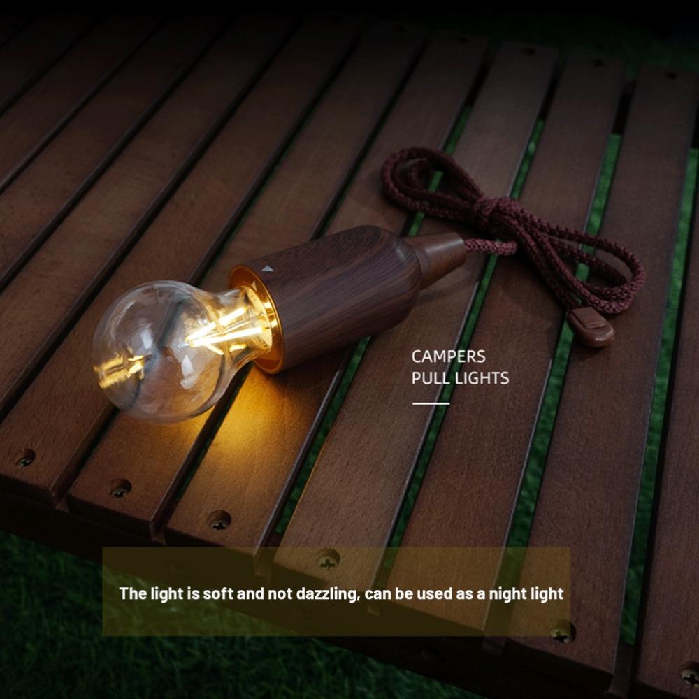 Brown Pull Cord Light Bulb Portable Pull String Hanging Bulb Durable LED Pull Hang Bulb  Camping